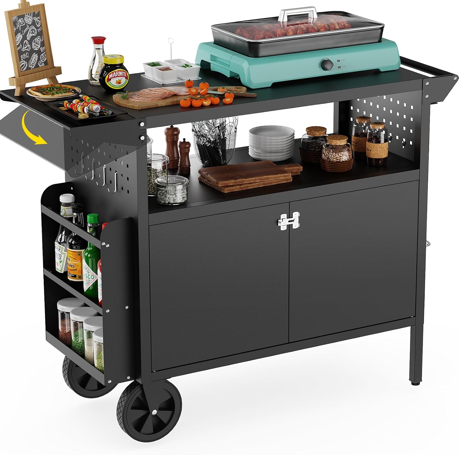 Commercial Kitchen Tables - Outdoor-Grillwagen mit Stauraum, Kücheninsel mit Rädern,