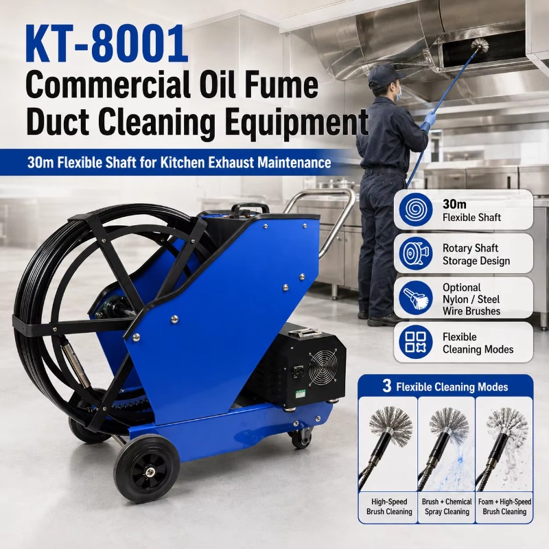 Commercial Kitchen Exhaust Cleaning - KT-8001 Gewerbliche Ölrauchkanal-Reinigungsausrüstung mit 30m flexiblem