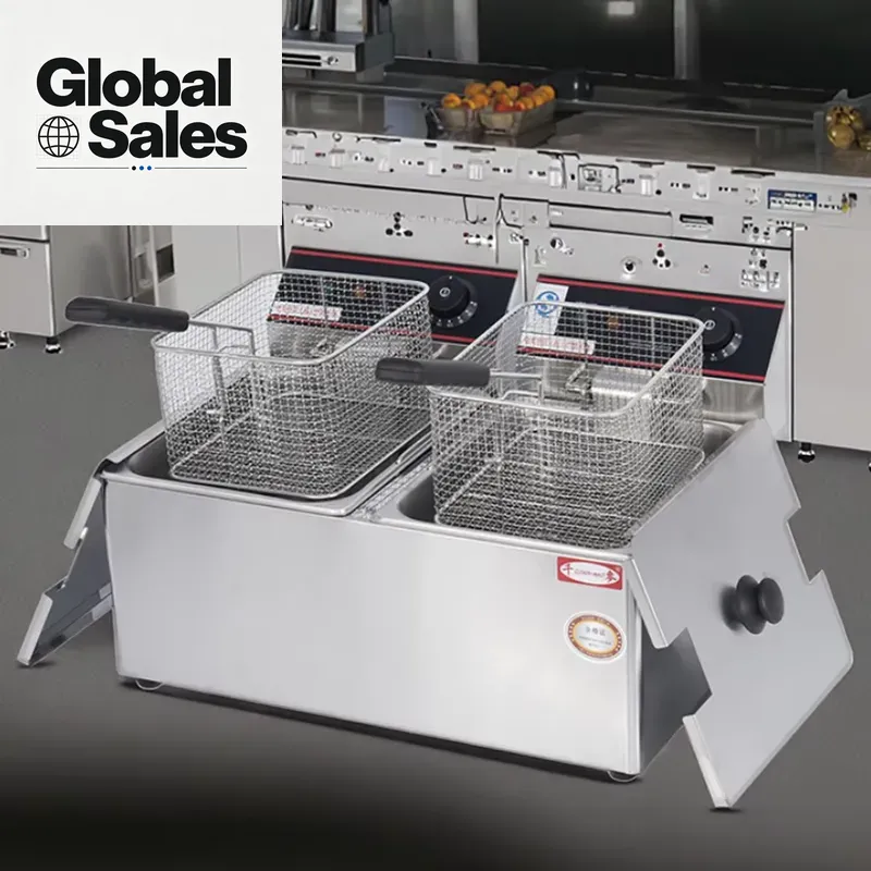 Commercial Kitchen Deep Cleaning - Lebensmittelechte Elektrische Edelstahl 8L Doppelbrenner-Fritteuse Leicht