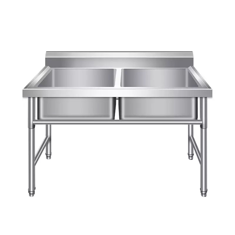 Commercial Kitchen Tables - Gewerblicher Edelstahl-Arbeitstisch mit Doppelspüle für die
