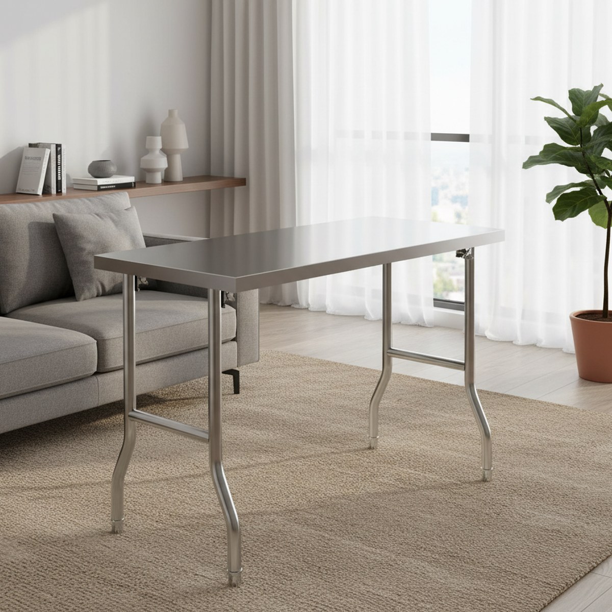 Commercial Kitchen Tables - Hochbelastbarer Klappbarer Edelstahl-Arbeitstisch 24x48 Zoll für