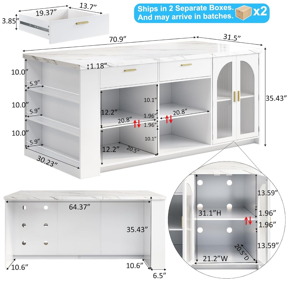 71 Zoll große Kücheninsel mit  – Commercial Kitchen Tables Bewertung und Preis
